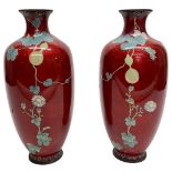 A Pair of Japanese Cloisonne Baluster Vases