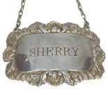 Silver Sherry Label. 13 g. Sheffield 1962, Ewart, Perkins and Co. Ltd.