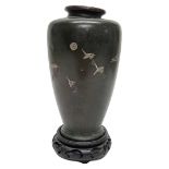 Meiji Period Bronze Vase on Stand
