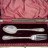 Boxed Set of Spoon and Fork, 30g. Sheffield 1901-1902, William Briggs & Co.