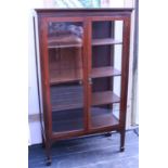 Oak glazed display cabinet and one other