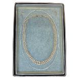 9ct White Gold and Diamond Clasp Pearl Necklace, 18 Inches Long