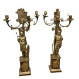 A Large Pair of Empire Style Gilt Bronze Candelabra