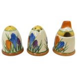 A Rare Clarice Cliff Thumbnail Miniature Cruet Set, Autumn Crocus