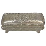 Silver Reynolds Angels Topped Glass Dressing Table Box. 28 g. (lid) Birmingham 1907, Maker 'D...?'