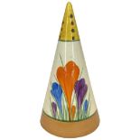 A Very Rare Conical Clarice Cliff Sugar Sifter, Autumn Crocus.