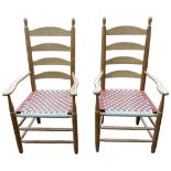 Pair of Good Quality Shaker Ladderback Pine Armchairs made by 'The Sitting Firm'