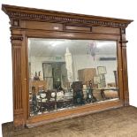 A Late 19th Century Oak Over Mantle Mirror,