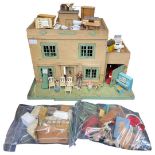 Vintage Dolls House and Large Quantity of Dolls House Furniture
