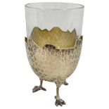 Continental Silver Egg Cup on Claw Feet and Glass Liner, 56 g.