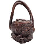 An Oriental Carved Bamboo, Lidded Container