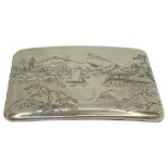 Japanese Silver Cigarette Case. c. 1900. 'Sterling'