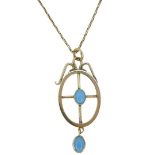 9ct Gold and Turquoise Necklace, 4g