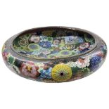 A Large Chinese Cloisonne Dish, Floral Decorated