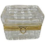 A French cut glass and gilt jewellery box