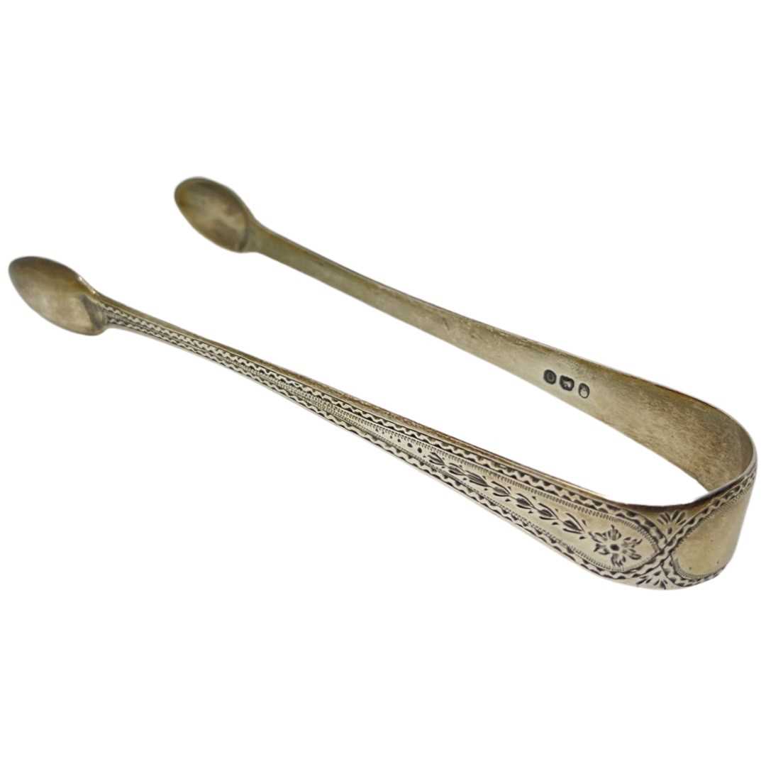 Pair of Bright Cut Georgian Sugar Tongs. 34 g. Probably George Wintle, 1809