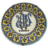 Hispanic Pottery Plate with Crest to Centre