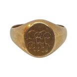 9ct Gold Signet Ring with Monogram, 5.3g.