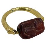 A Rare Ancient Gold and Jasper Intaglio Swivel Ring, Size 7 US | Size O UK. 7.4g