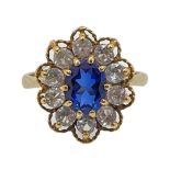 9ct Gold and Blue Gem Ring, 3.9 grams