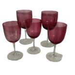 Five Various Sized Pink Bowl Wine Glasses