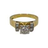 Unusual 18ct Gold and 0.24ct Diamond Solitaire Ring, 4.5 grams