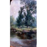 English School (19th Century) River Scene with Ducks