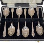 Boxed Silver Tea Spoons, Birmingham 1957, Joseph Gloster Ltd.