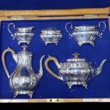 Cased 5 Piece Silver Goldsmiths & Silversmiths Tea/Coffee Service. 1956 g. London 1901/1902