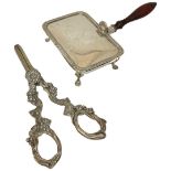 Silver Plated Grape Scissors and Lidded Brandy Pan.