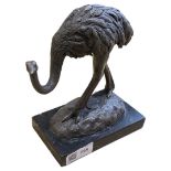 After Milo, Patinated Hollow Cast Bronze, Ostrich