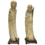 Two Rare Chinese Ming Dynasty (1580-1644) Carved Ivory Louhan Figures