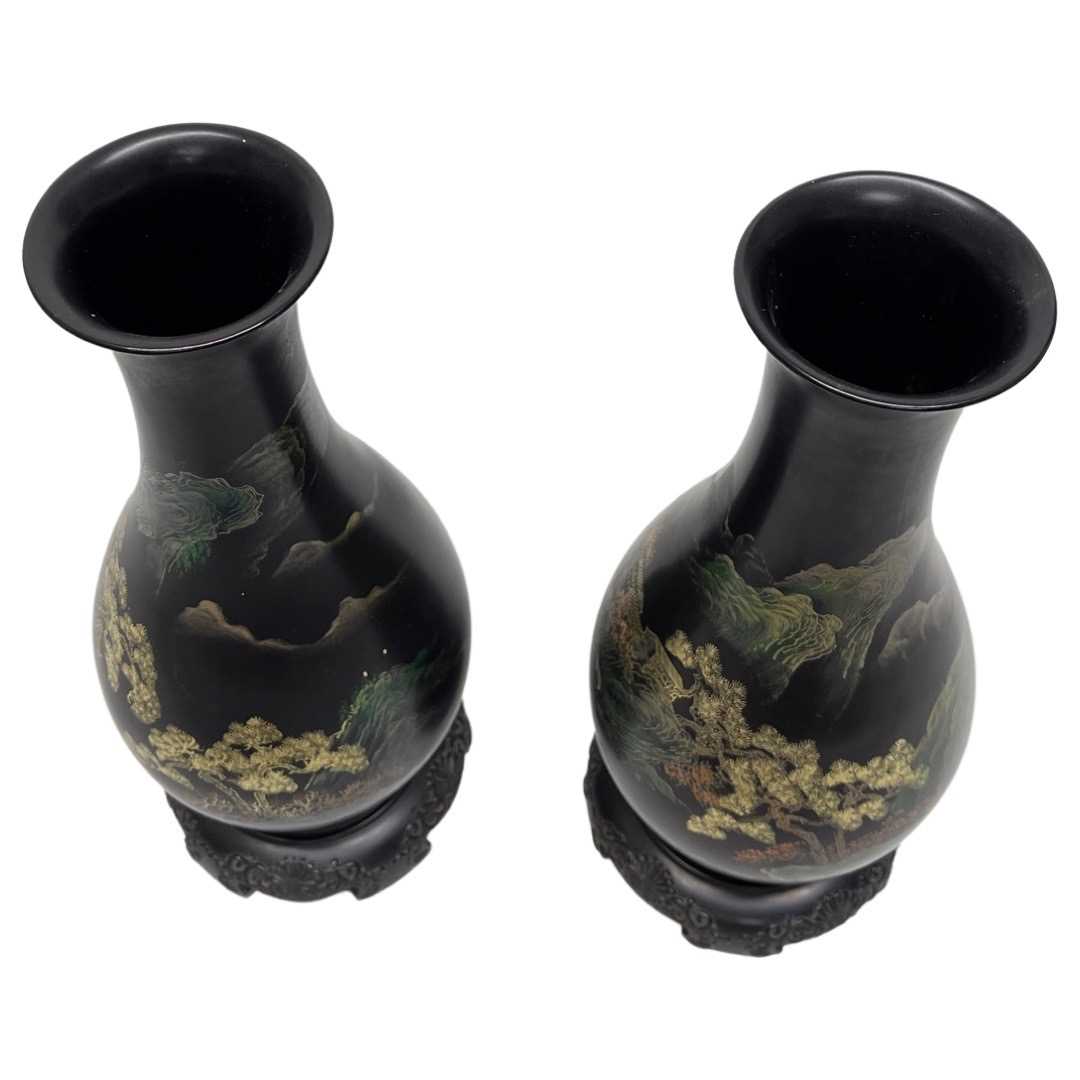 A Pair of Chinese Bakelite Vases, Decorated with Scenes - Image 2 of 2