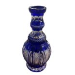 A Large Cobalt Blue Cut Glass Bohemian Bottle Vase