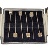 Boxed Silver Dice Cocktail Sticks.