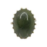 9ct Yellow Gold and Nephrite Jade Ring, 6.2g