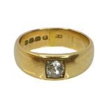 18ct Gold and Single Diamond Gents Ring, 10.8g