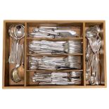 Tray of Silver Cutlery 8 Sets To Include Sauce Ladle and Serving Spoon, Weighable Silver 2865 Grams