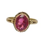 Antique Yellow Gold and Pink Gem Ring, 3.2 grams