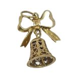 Vintage 9ct Gold Heart Bell Charm, 3.2g