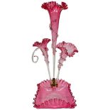 Cranberry Glass Epergne, Circa 1880, English, Possibly Webb?