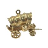 9ct Gold Moving Cart Wheel Charm, 4.1g