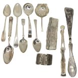 Mixed Lot of Silver Cutlery. To Include Napkin Ring, Silver Comb, etc.