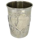 Art Nouveau Decorated Silver Beaker. 71 g. Continental, Marks to base
