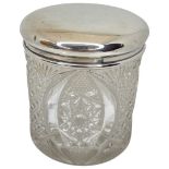 Silver Topped Glass Jar, Birmingham 1919 Henry Matthews.