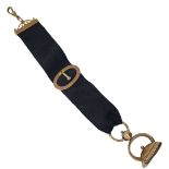 Gold Plated Fob on Ribbon.
