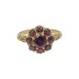 9ct Gold and Garnet Cluster Ring, 3 grams