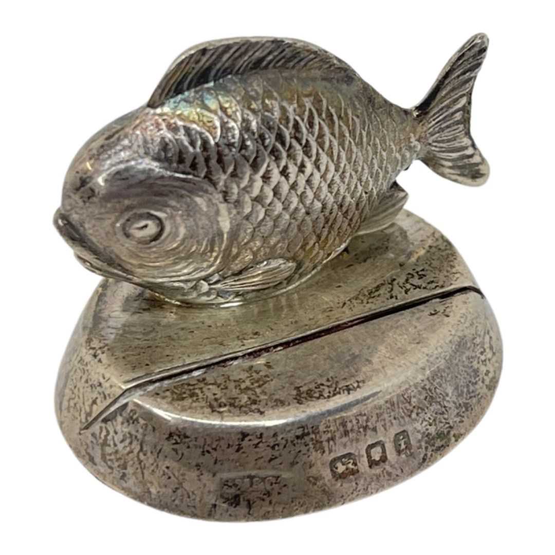 A Silver Fish Place/Menu Holder. Sampson Mordan & Co. 1924