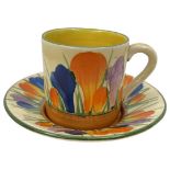 A Rare Clarice Cliff 'Tankard' Coffee Can and Saucer, Autumn Crocus.