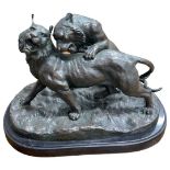 After C Valton, Patinated Hollow Cast Bronze of Lion Cubs
